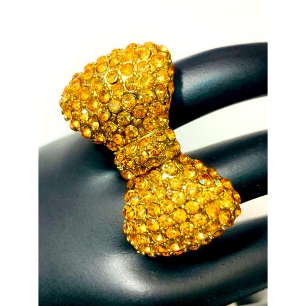 Rhinestone Bow Ring - image 1